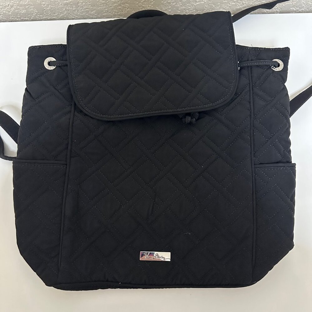 NWT Vera Bradley Backpack Quilted Drawstring Black